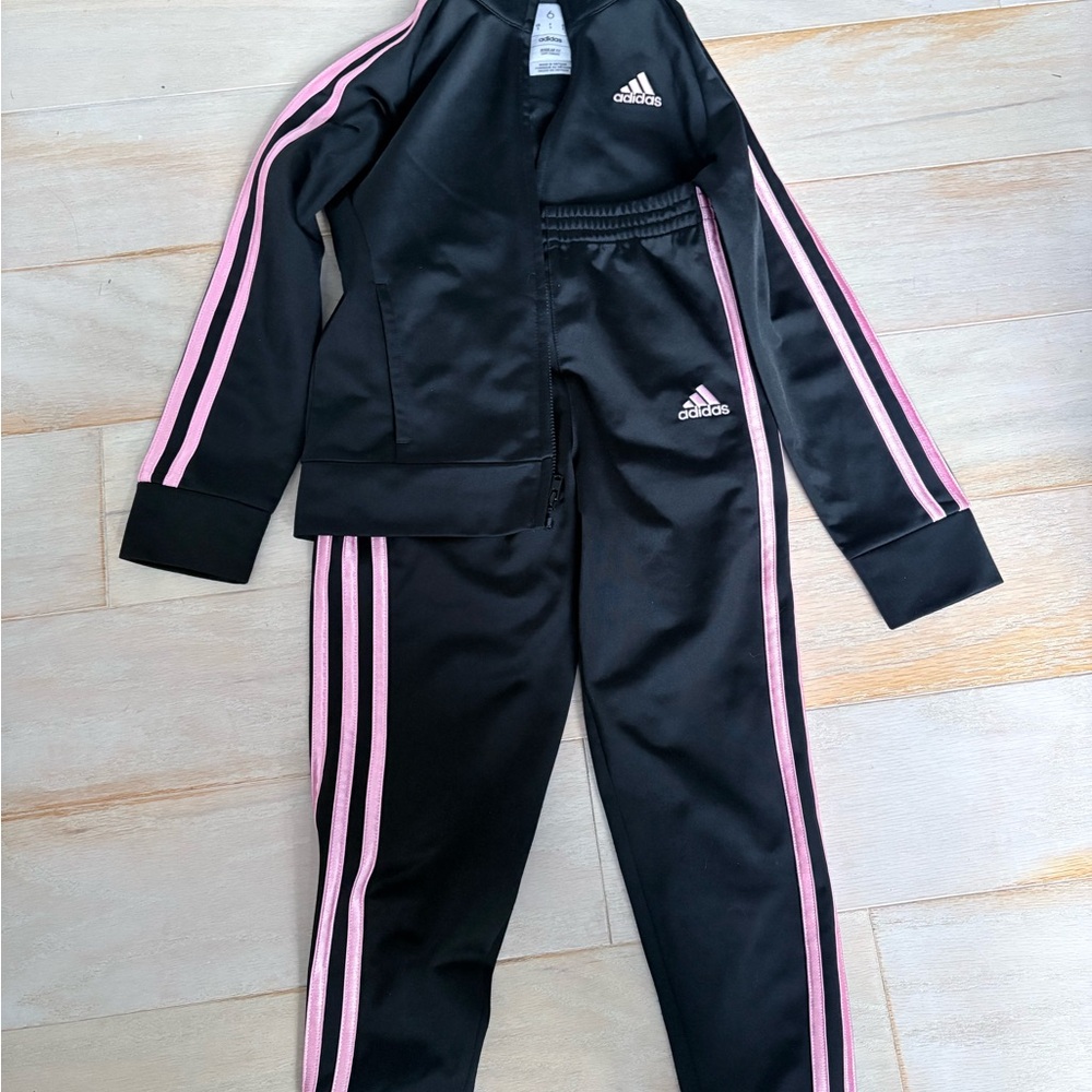 Adidas Black Jacket with Pink Logo